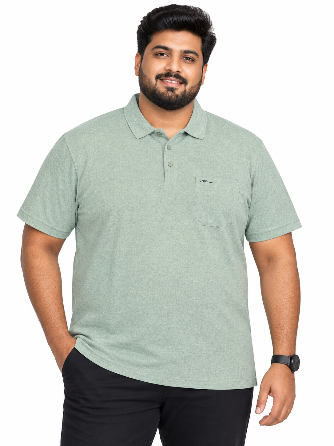 Men’s Light Sage Green Polo T-Shirt with Chest Pocket