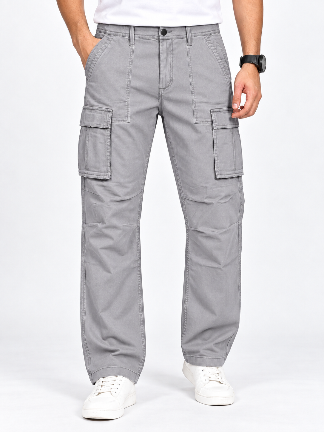 Men’s Light Grey color 6-Pocket Cargo Pant