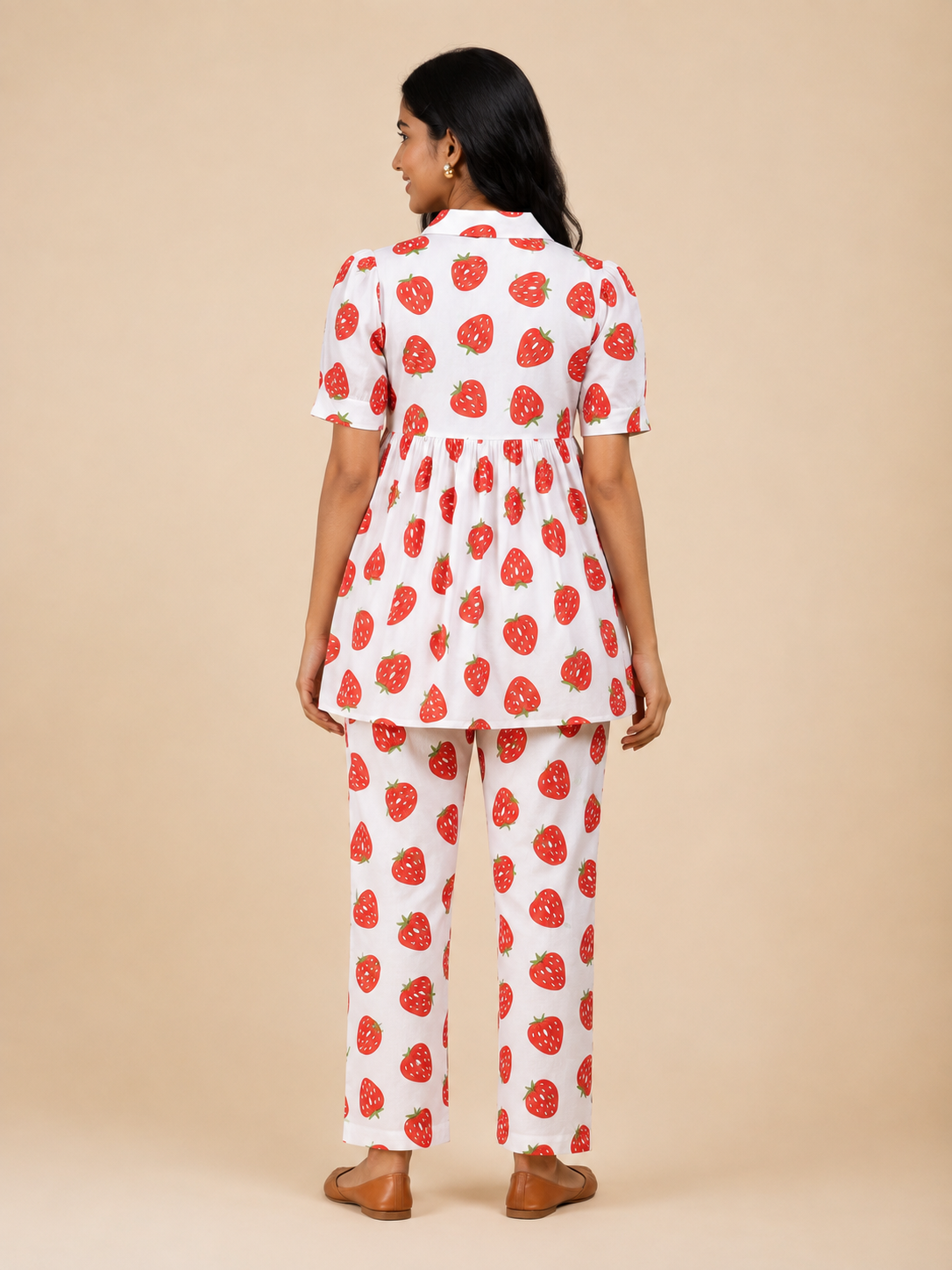 Sweet Strawberry Peplum Top & Pants Co-Ord Set