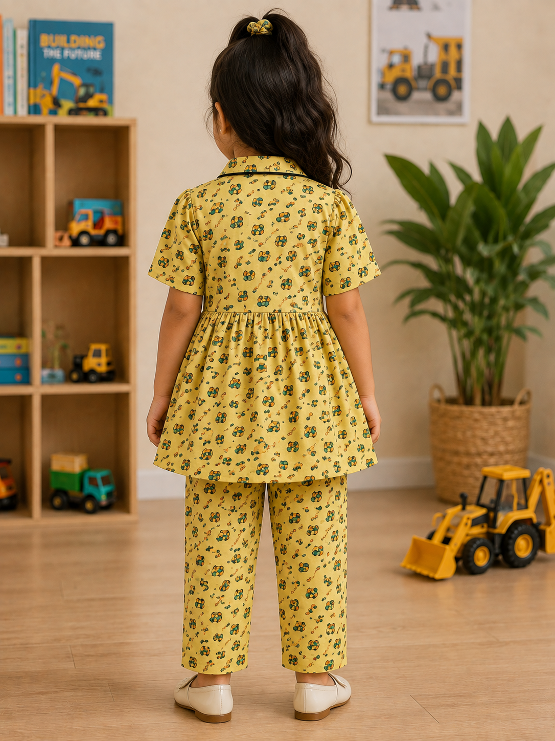 Little Builder Construction Print Peplum Co-Ord Set