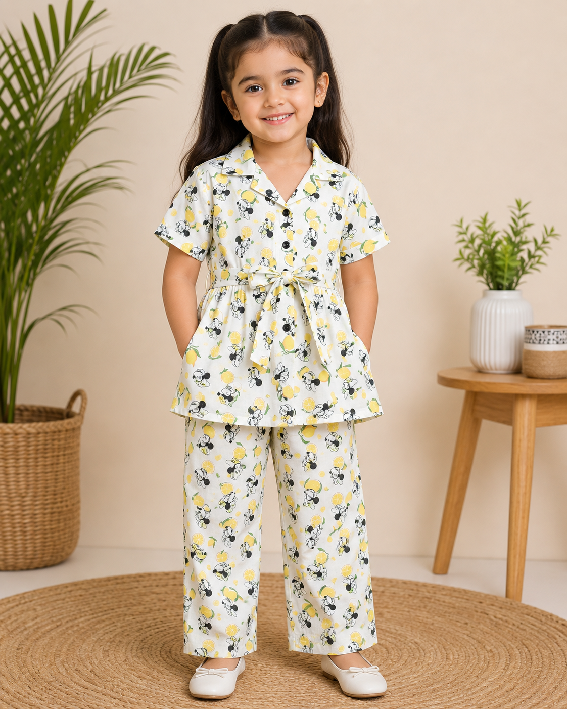 Fresh Lemon & Minnie Mouse Peplum Co-Ord Set