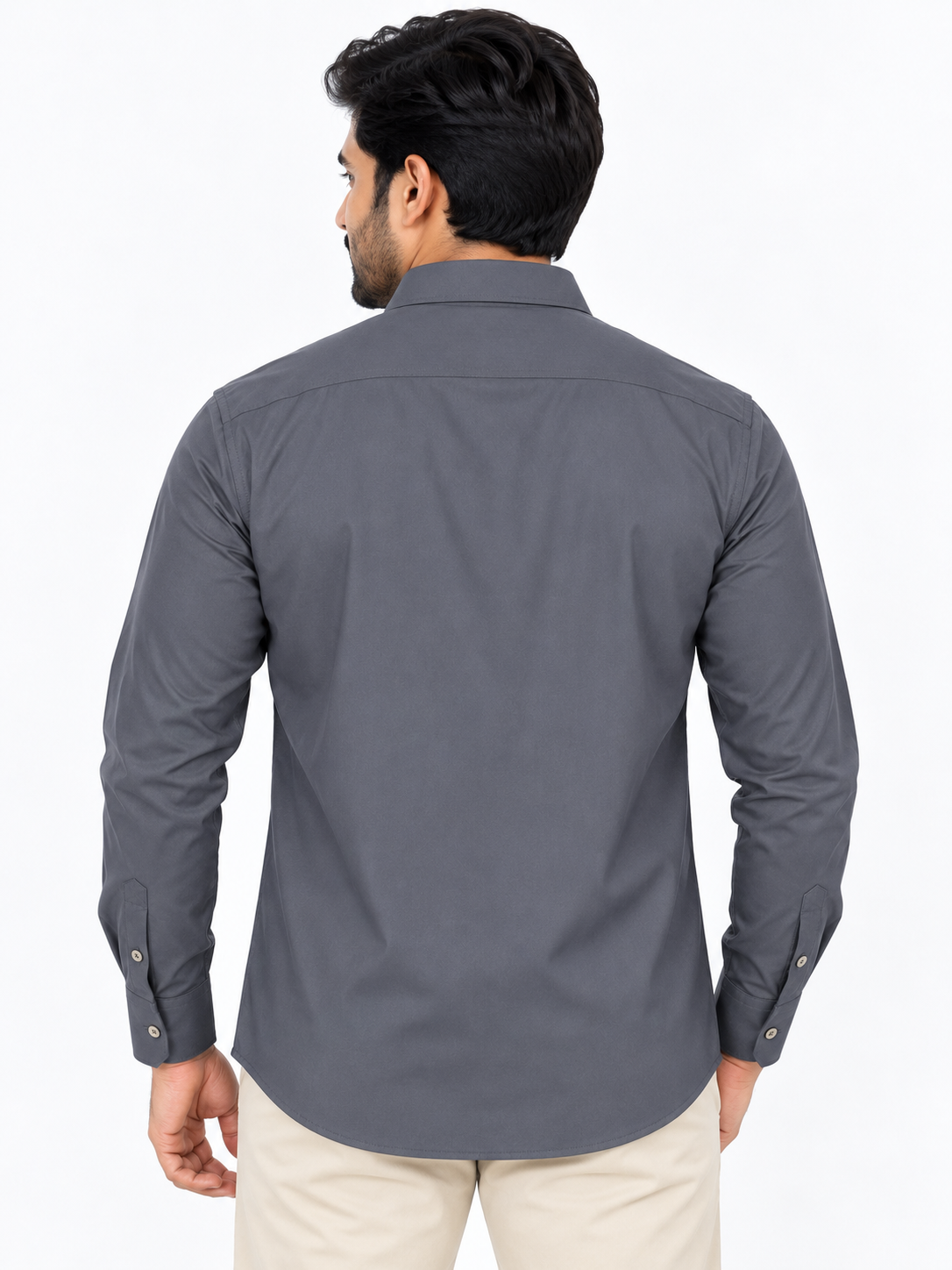 Men’s Charcoal Grey Plain Full Sleeve Shirt