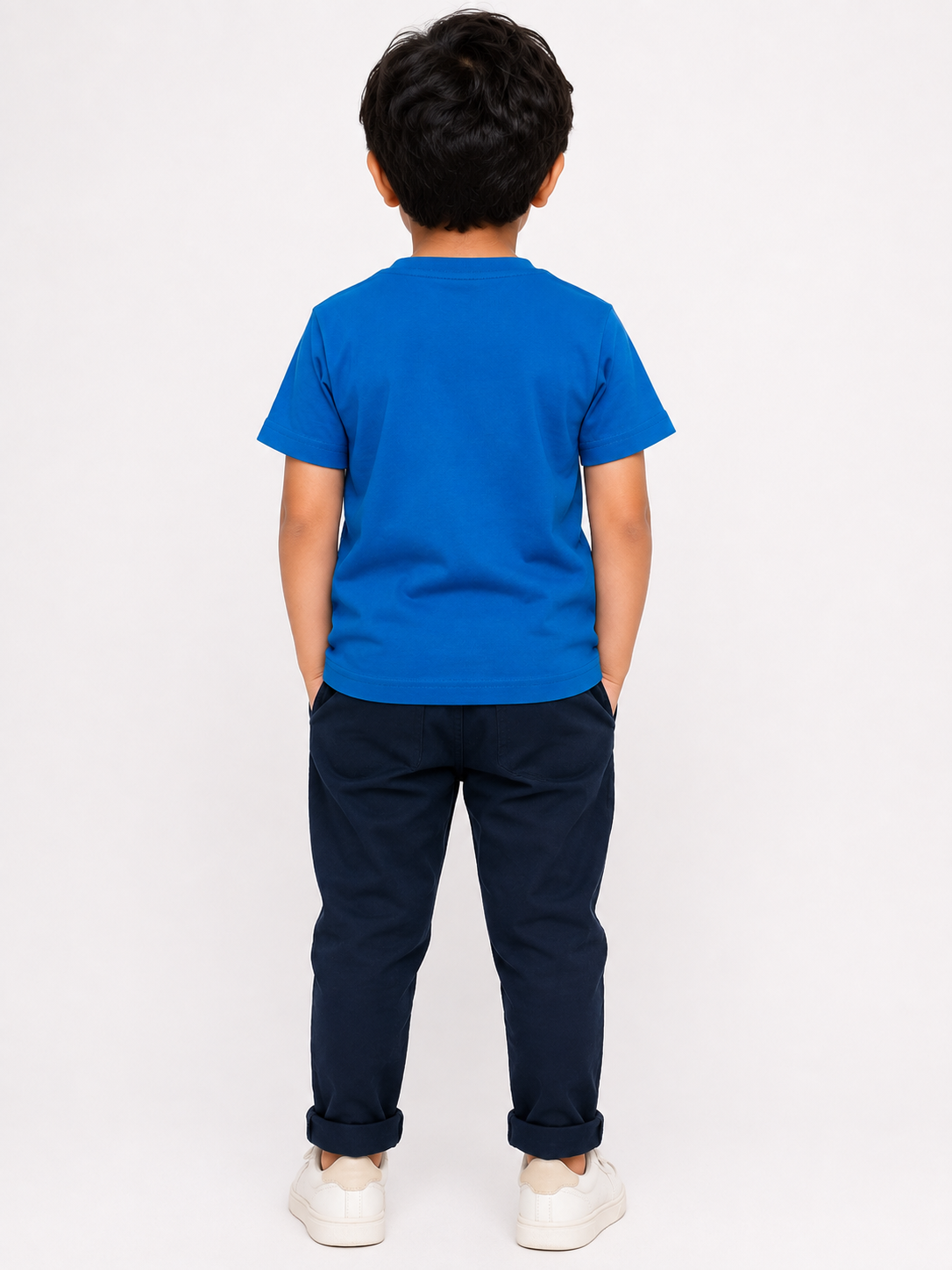 Kids Blue Cartoon Graphic Printed Round Neck Half Sleeve T-Shirt