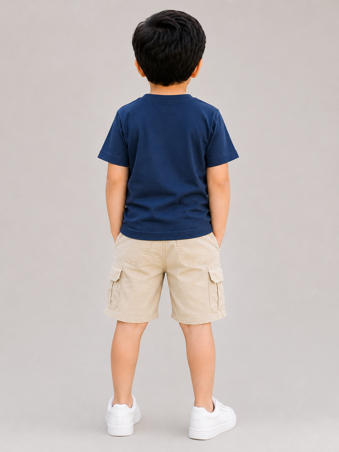 Kids Navy Blue Shark Graphic Printed Round Neck Half Sleeve T-Shirt