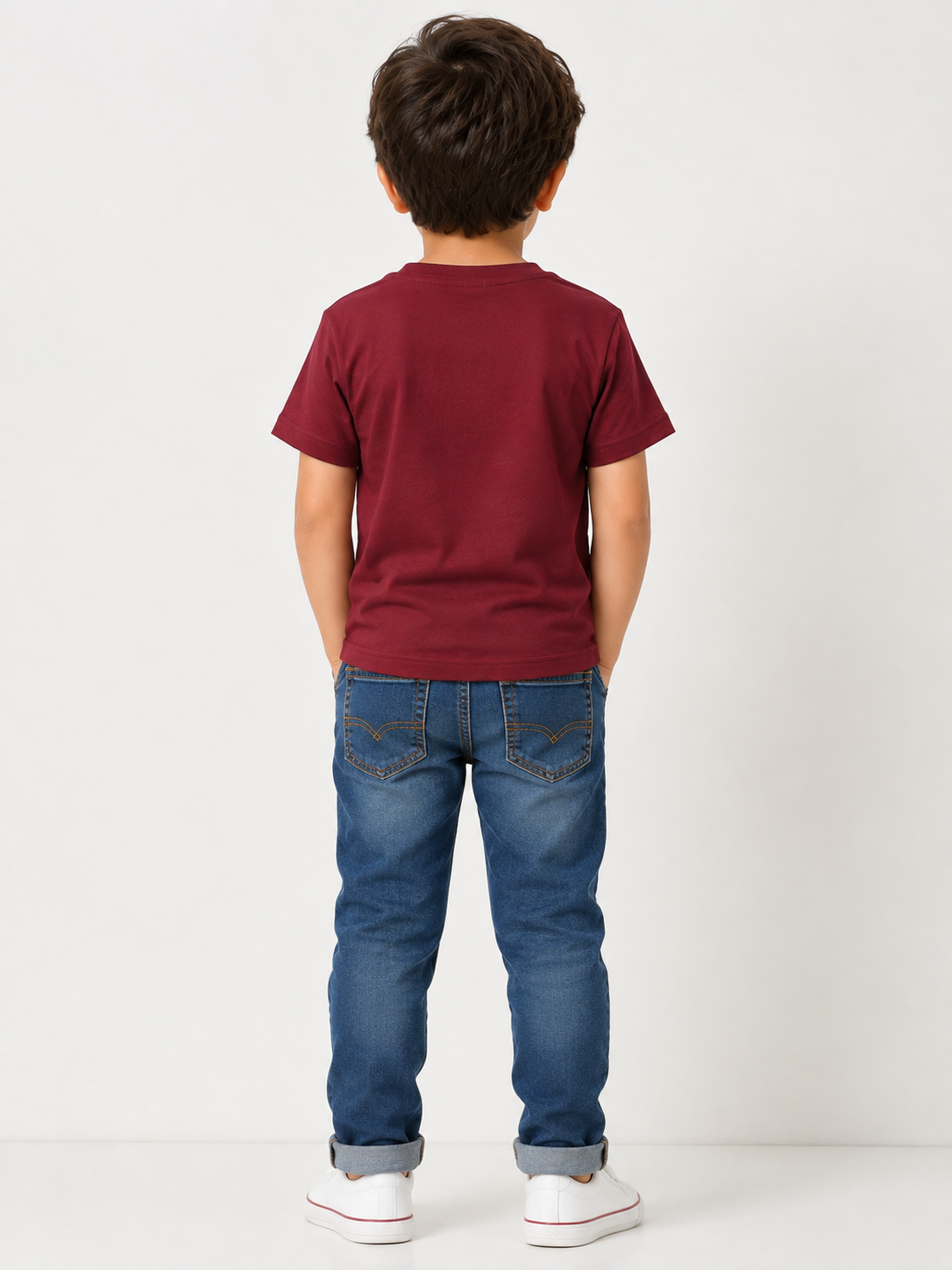 Kids Maroon Fun Ride Giraffe Graphic Printed Round Neck T-Shirt