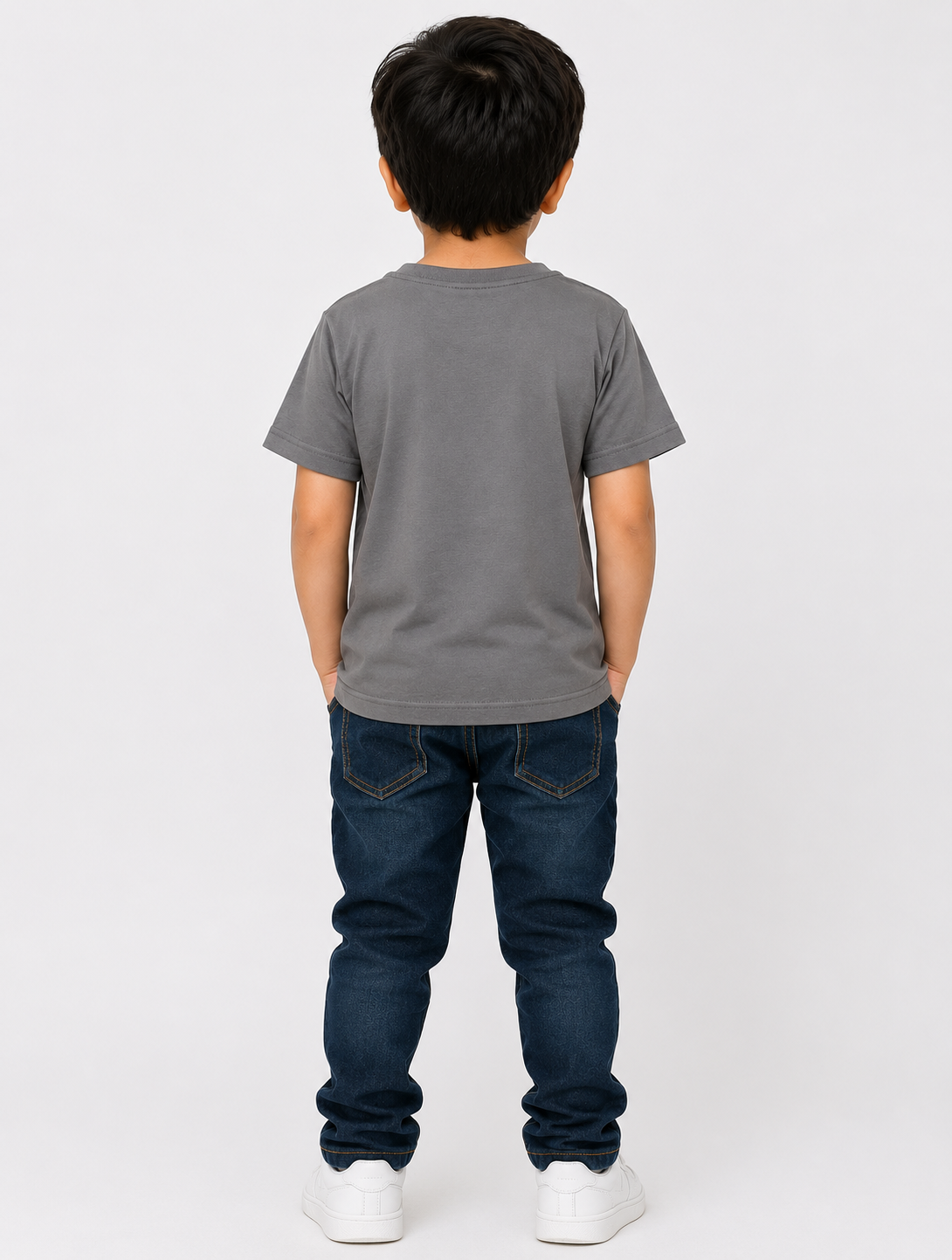 Kids Dark Grey SpongeBob SquarePants Character Graphic Printed Round Neck T-Shirt