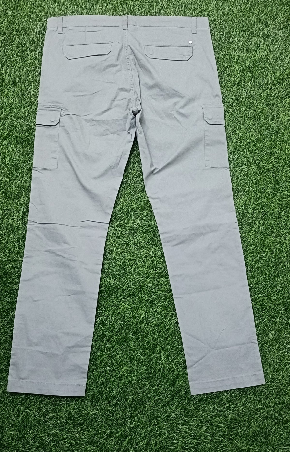 Mens  Beige color 6 Pocket Slim Fit Cargo Pants with Drawstring Waist Button Closure Side Cargo Pockets