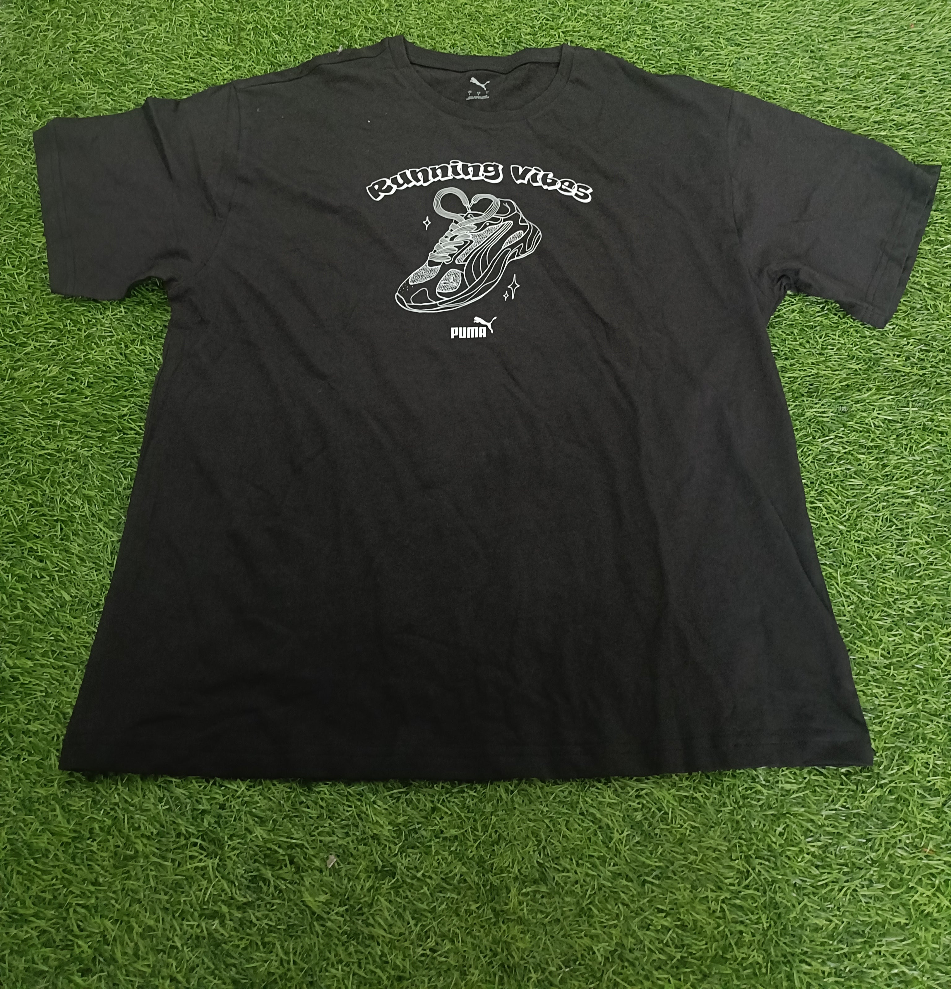 PUMA Men’s Black Graphics Cotton Blend Round Neck Sports T-Shirt