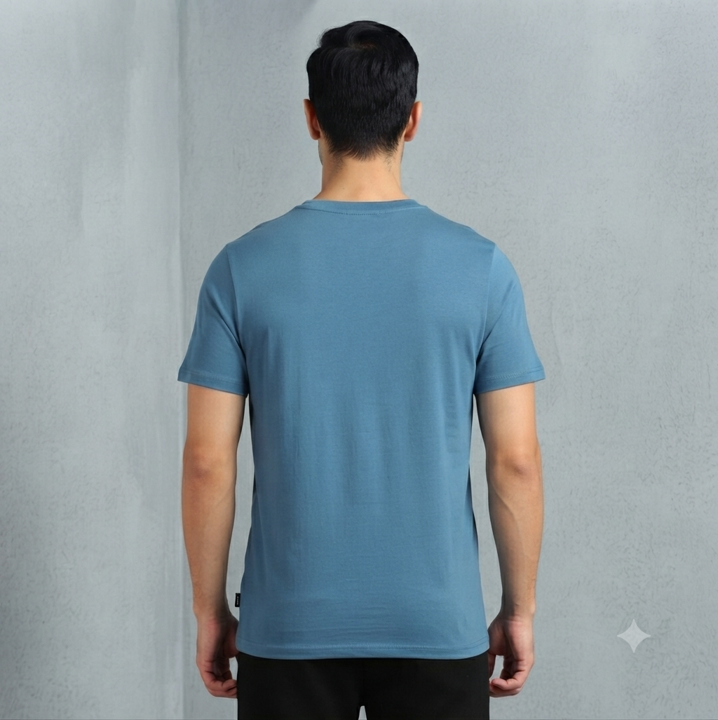 PUMA Men’s Royal blue Graphics Cotton Blend Round Neck Sports T-Shirt