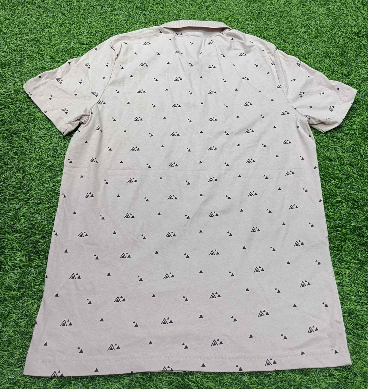 Men’s Light Beige Printed Polo Collar T-Shirt
