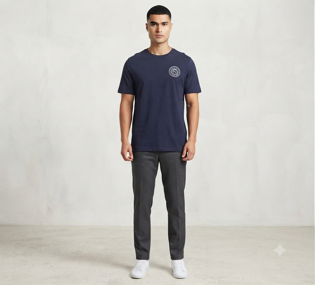 PUMA Men’s Blue Graphics pattern Cotton Blend Round Neck Sports T-Shirt