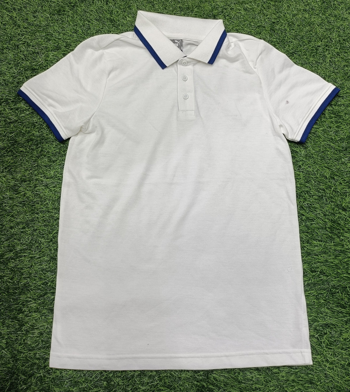 Men’s White Color Contrast Collar Polo T-Shirt