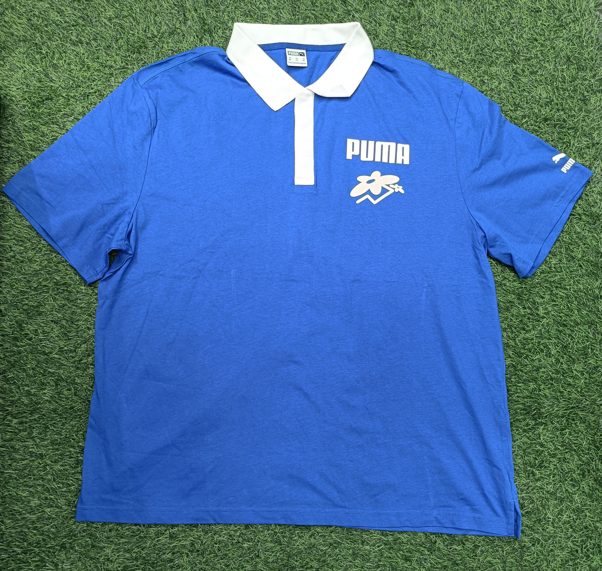Men’s Blue Graphic Print Polo T-Shirt