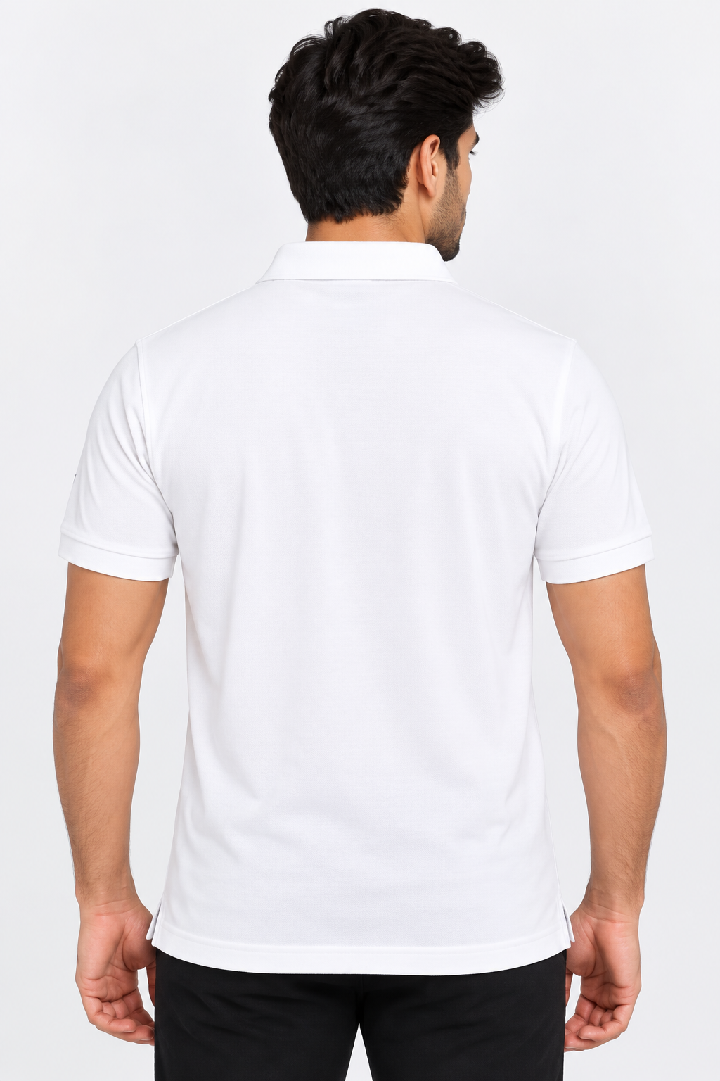 Men’s White Solid Polo T-Shirt