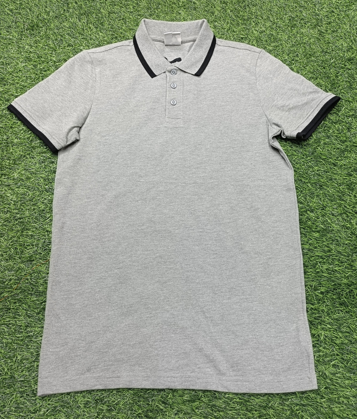 Men's Grey Contrast Collar Polo T-Shirt