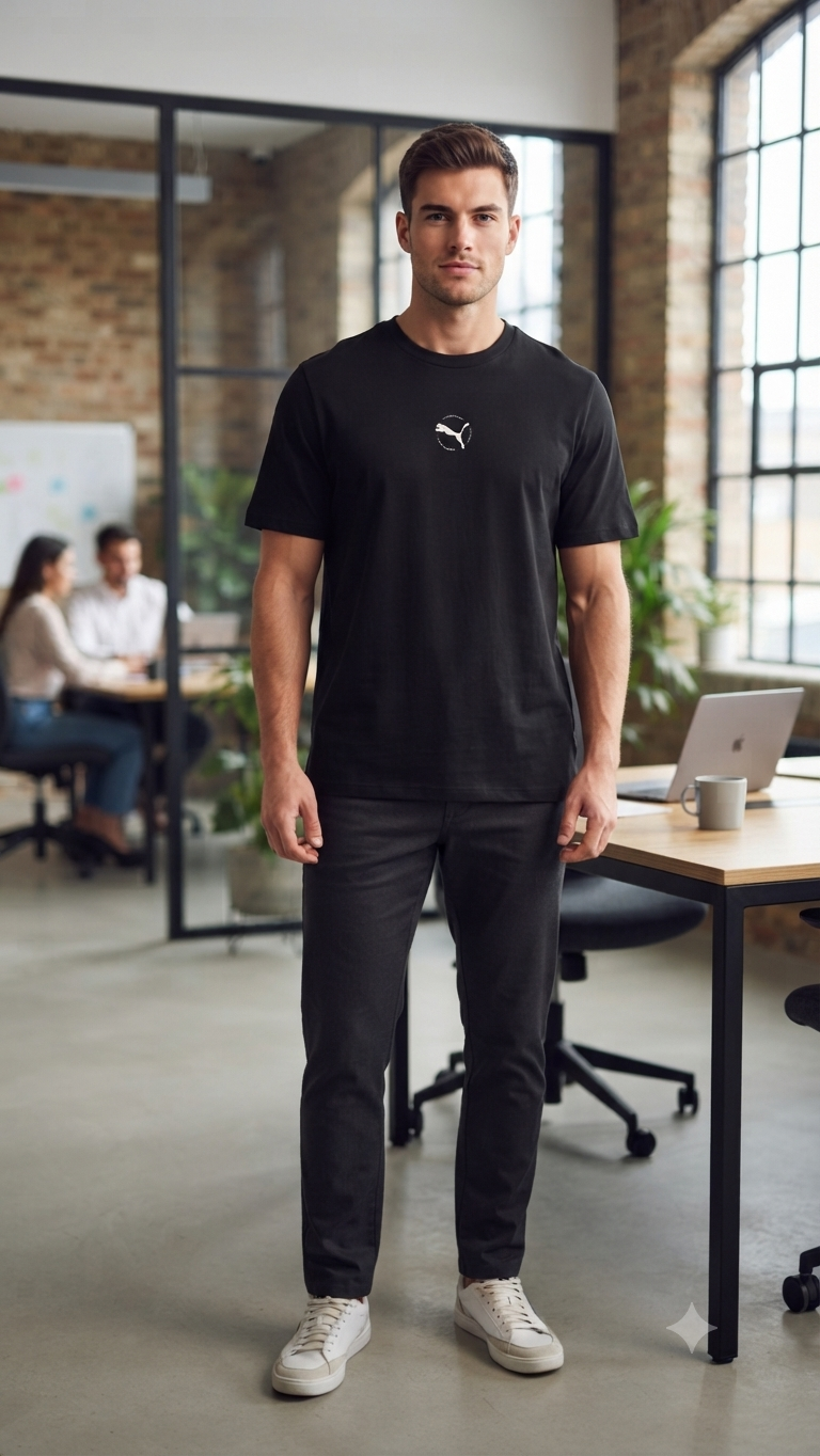 PUMA Men’s Black Activewear Round Neck T-Shirt