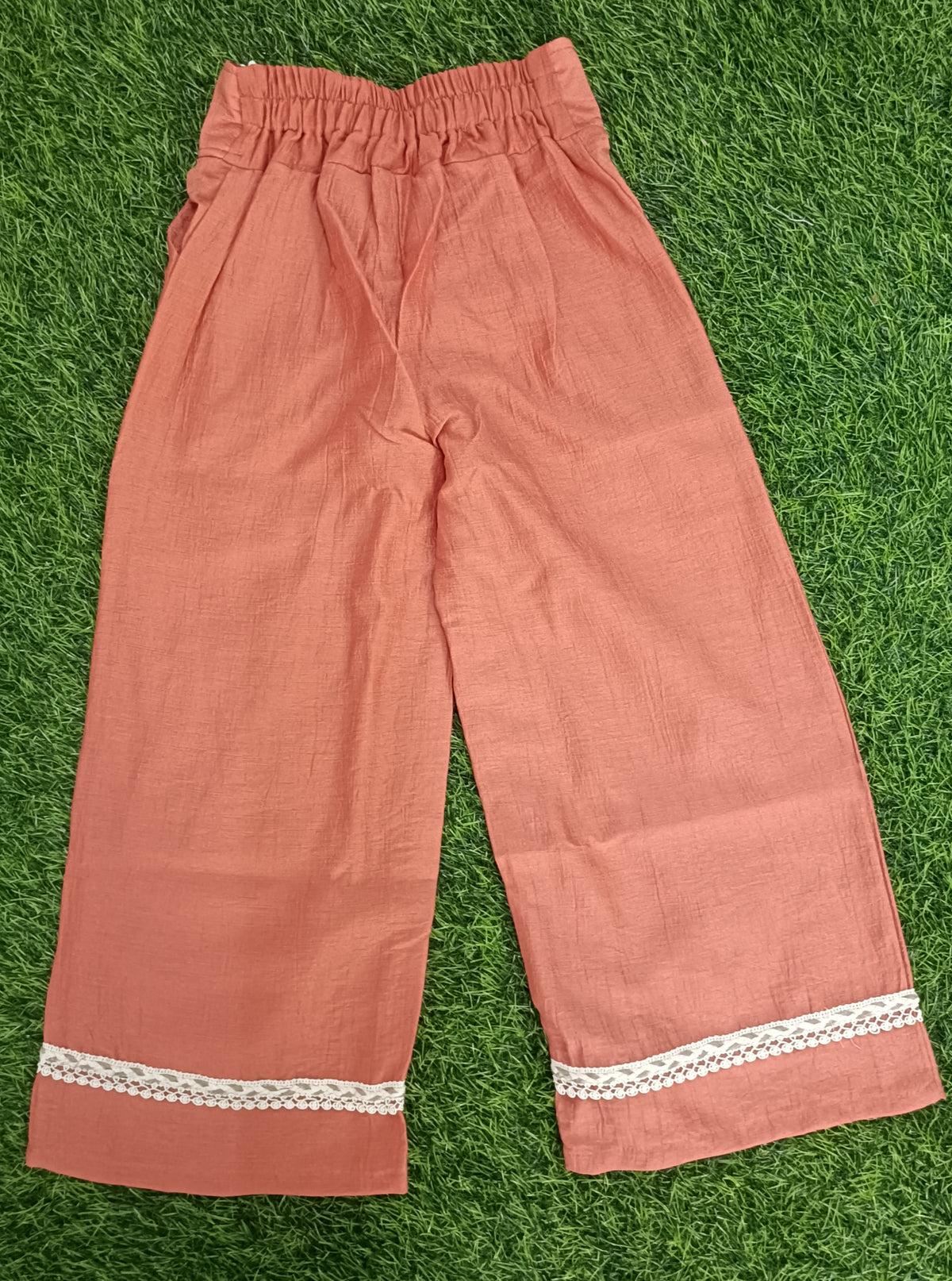 Girls Rust Floral Embroidered Shirt & Palazzo Pant Set