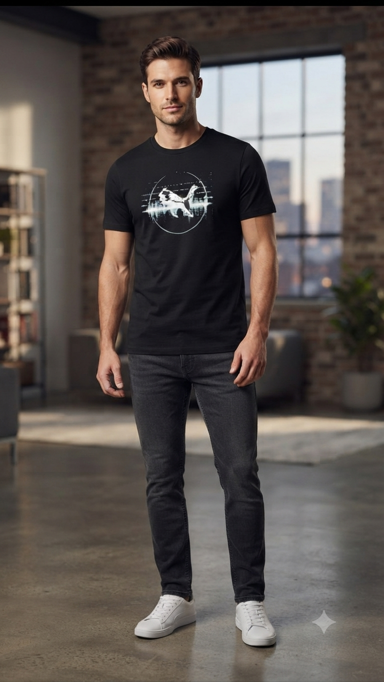 PUMA Men’s Black Graphic Print T-Shirt
