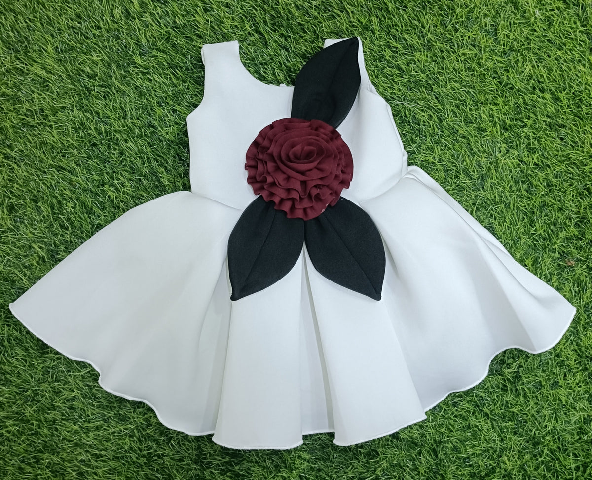 Girls Light Pink Floral Party Wear Frock
