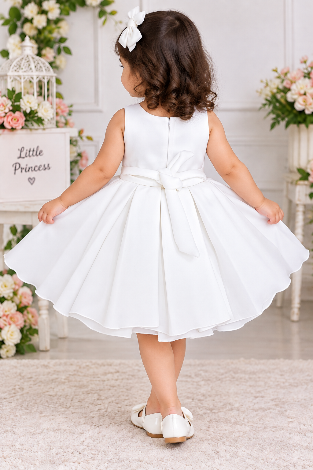 Girls Light Pink Floral Party Wear Frock