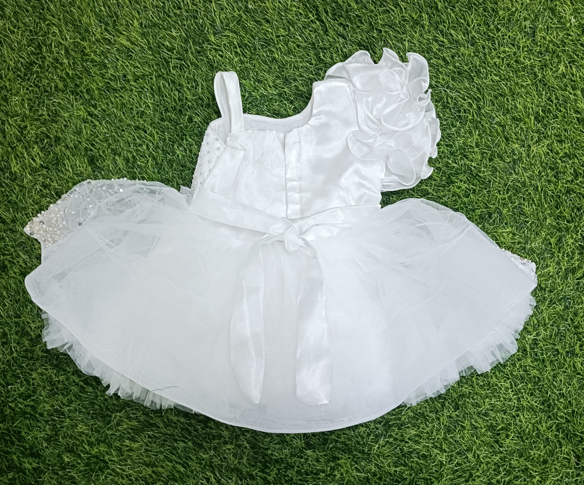Girls White & Pink Ombre Floral Sleeveless Party Frock