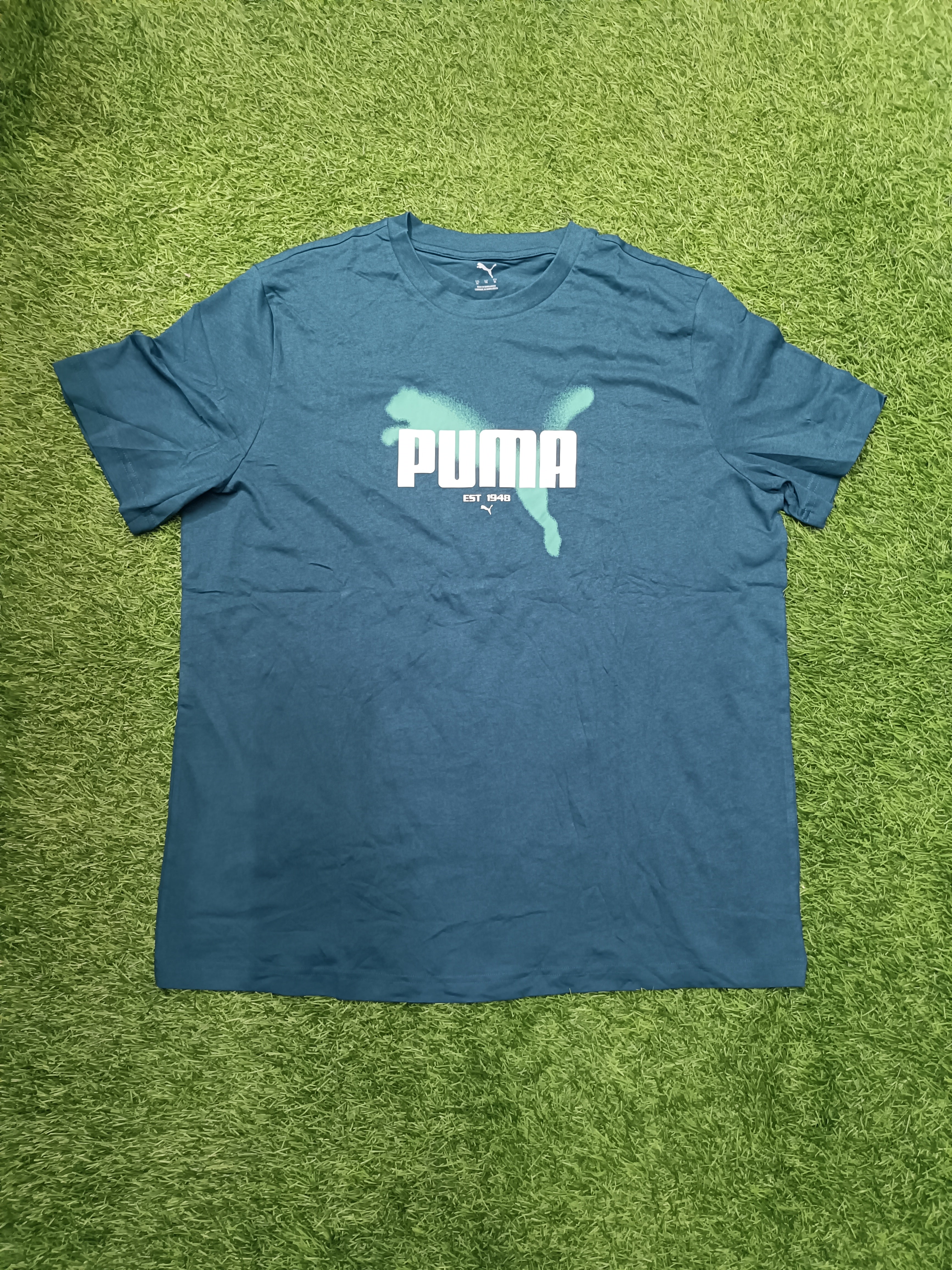 PUMA Men’s Teal Blue Graphic Print T-Shirt