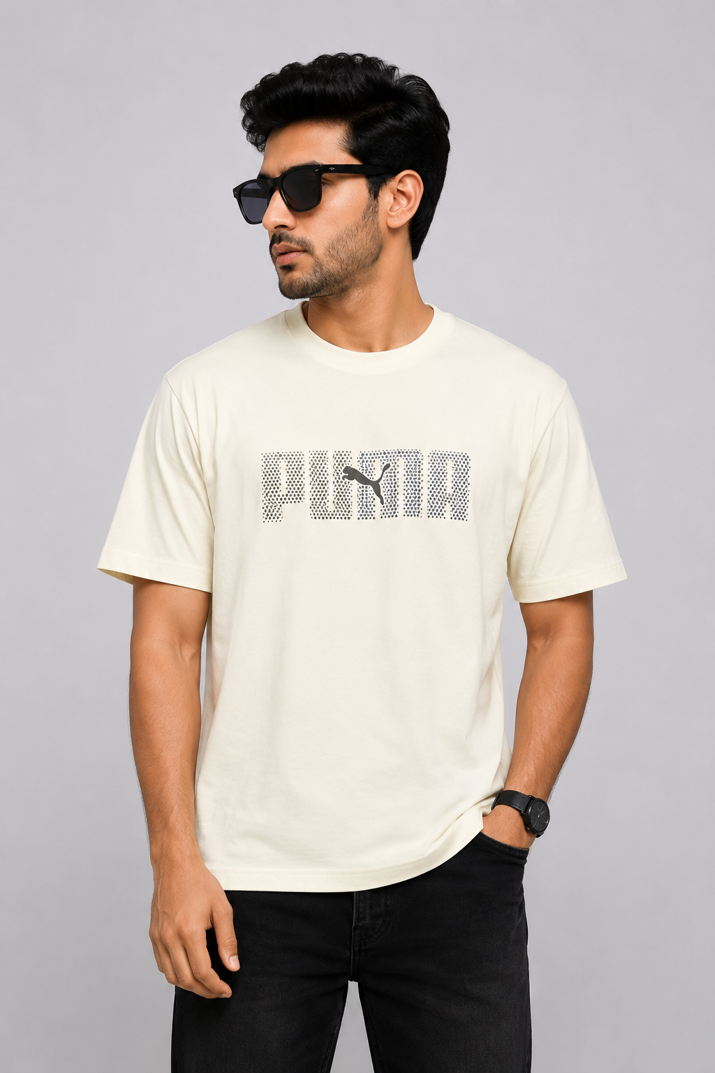 PUMA Men’s Off White Graphic Print T-Shirt
