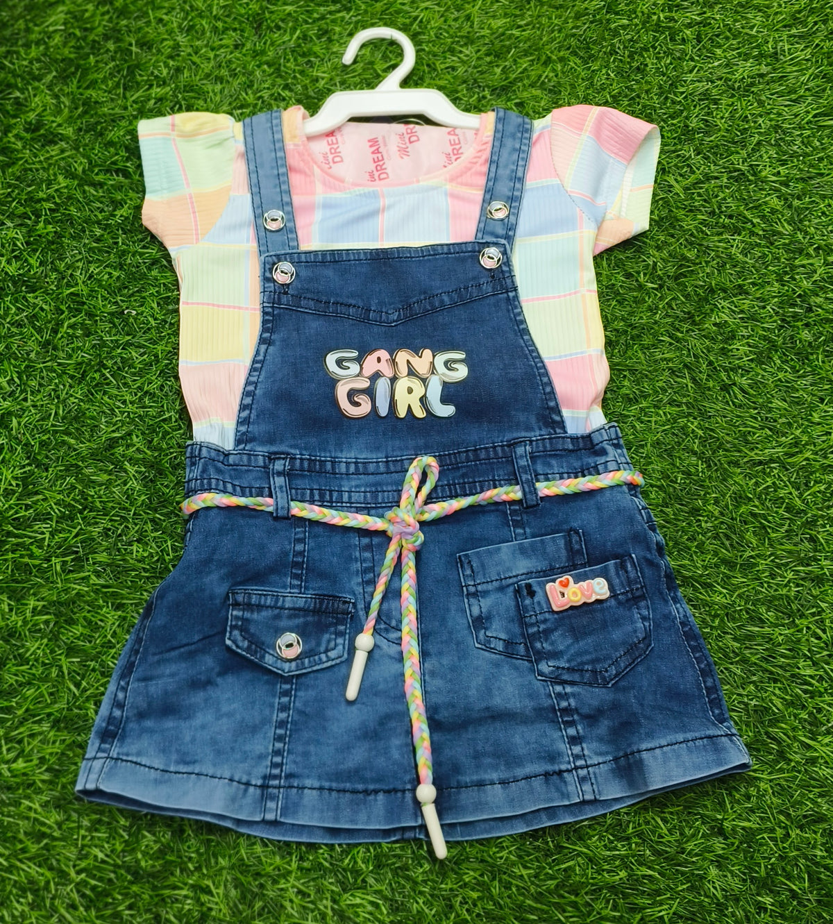 Girls Denim Pinafore Party Wear Dress