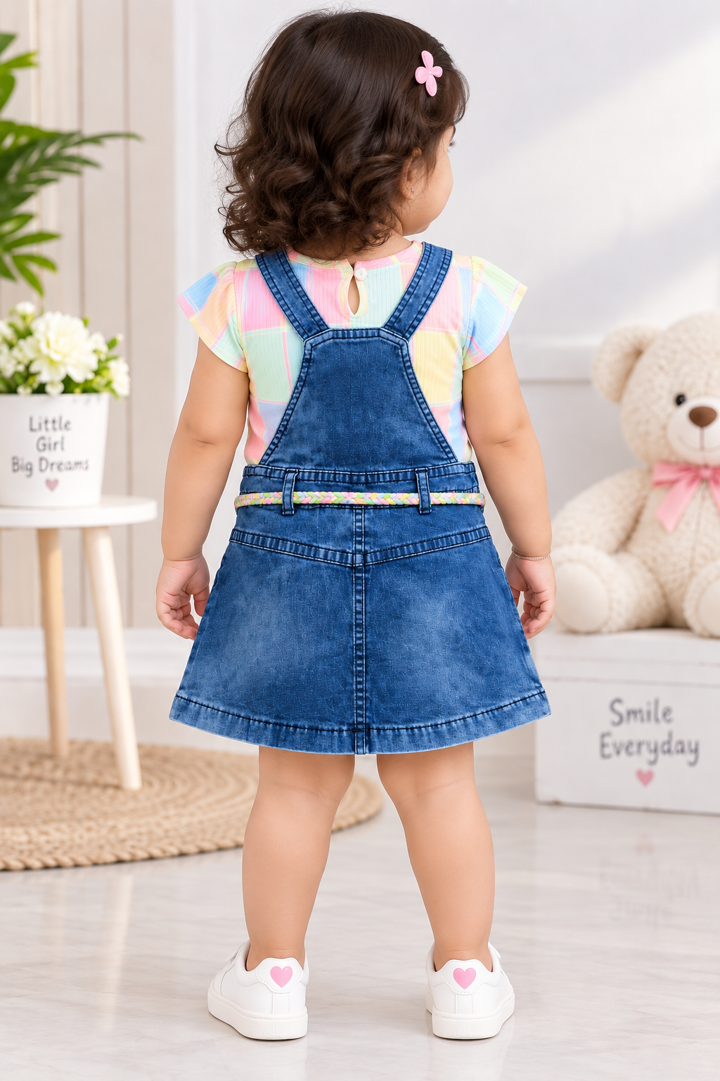 Girls Denim Pinafore Party Wear Dress