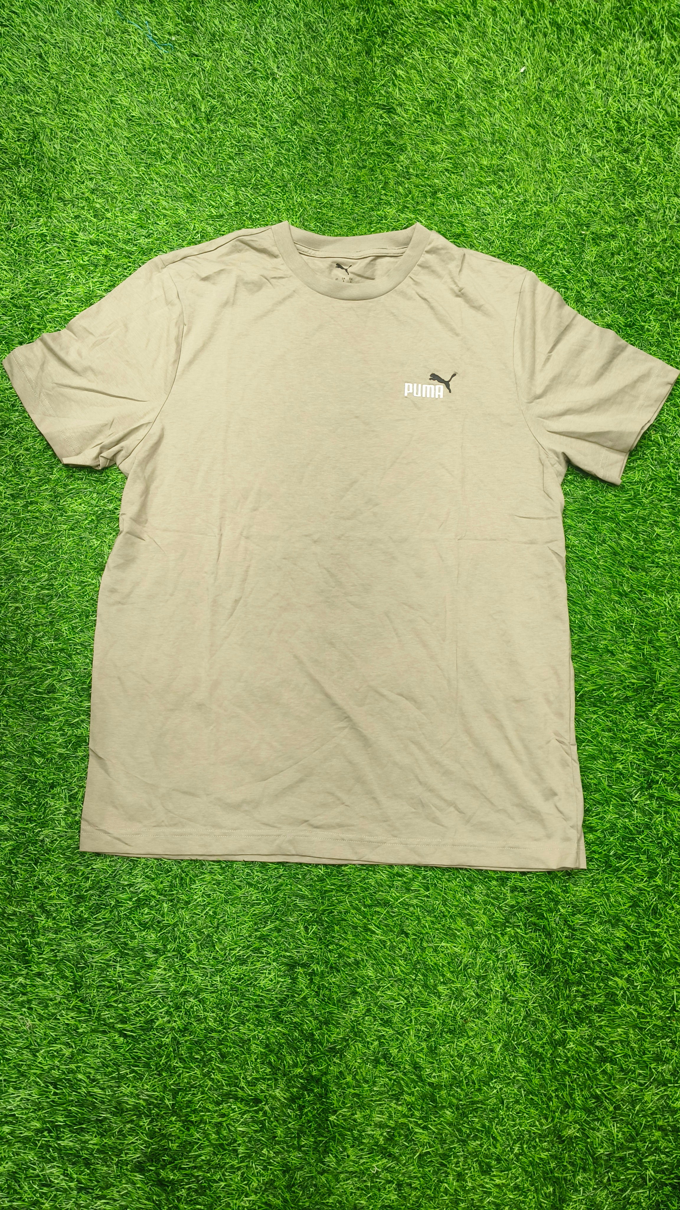 PUMA Men’s Olive Green Embroidered Logo Round Neck T-Shirt