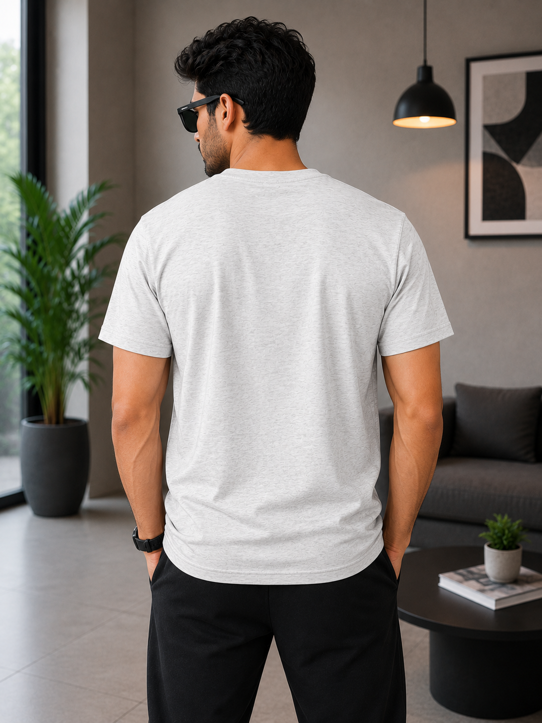 PUMA Men’s Light Grey Heather Shoe Graphic Printed Round Neck T-Shirt