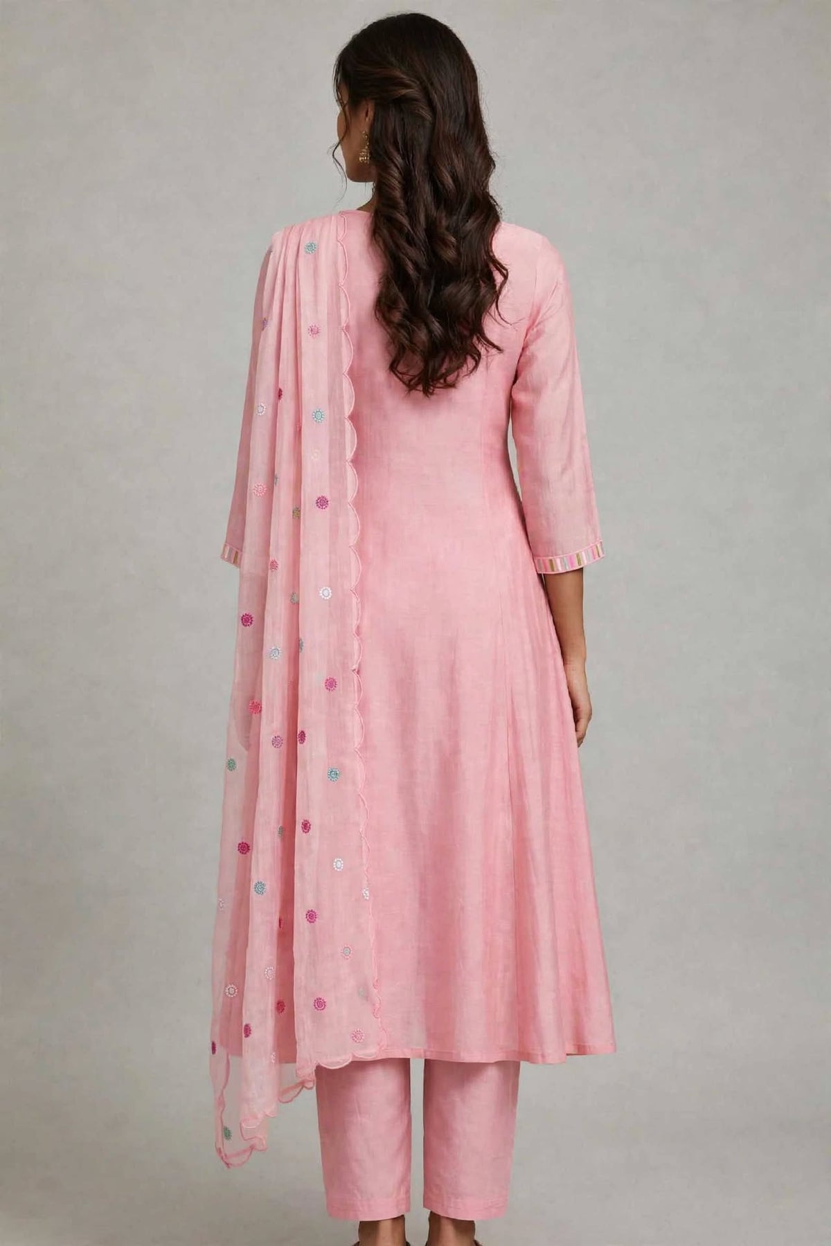 Women’s Dusty Pink Rayon Blend Embroidered 3-Piece Kurti set