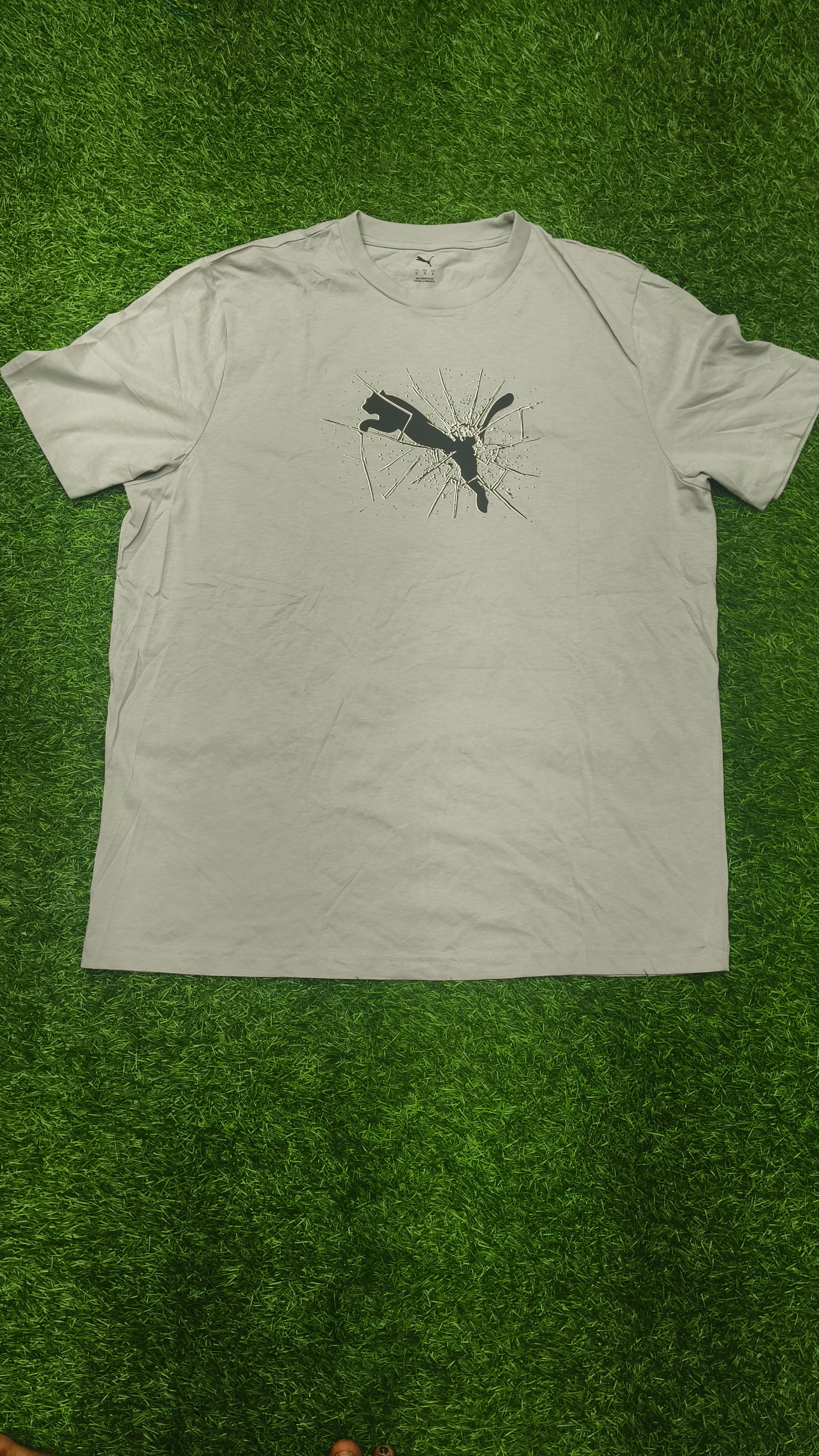 PUMA Men’s Light Grey Graphic Printed Round Neck T-Shirt