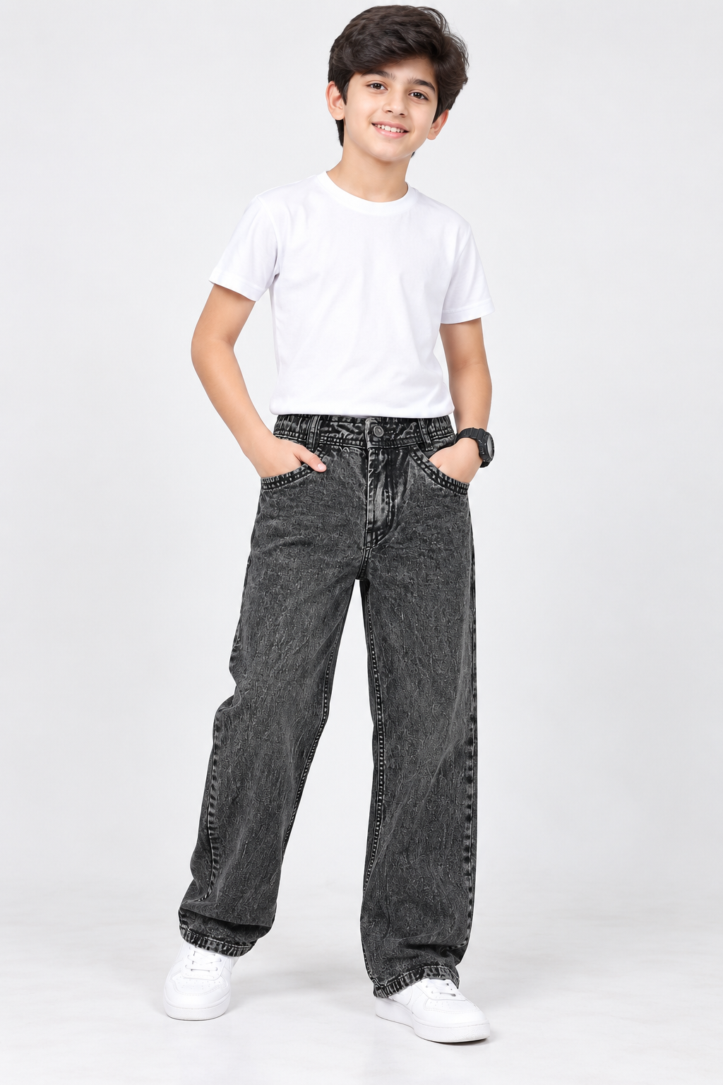 Boys Black Washed Premium Denim Jeans