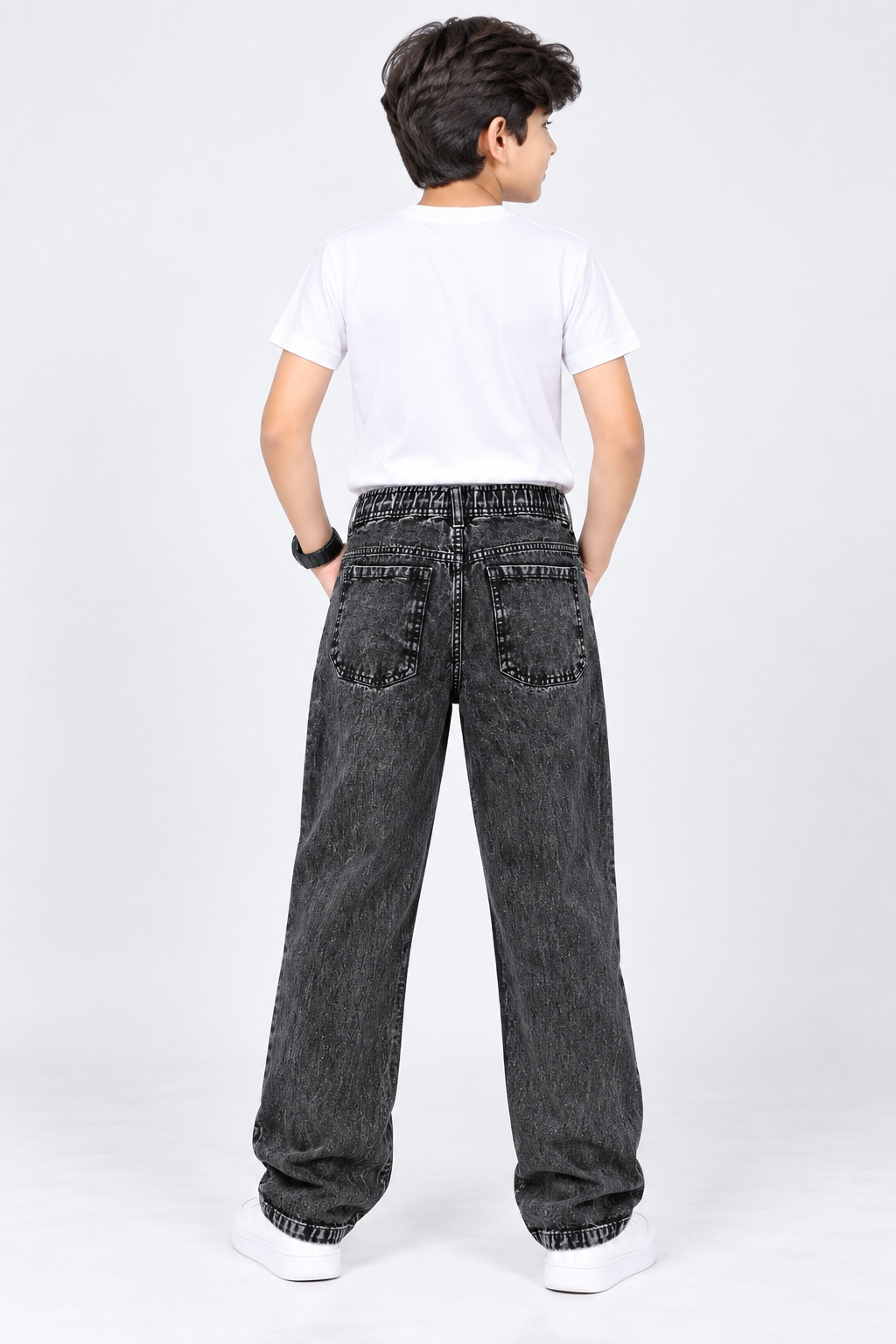 Boys Black Washed Premium Denim Jeans