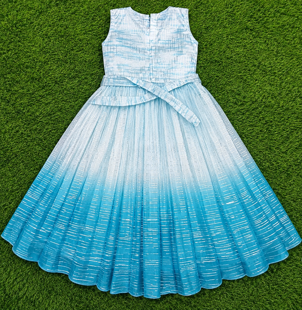Girls Aqua Blue Embellished Party Long Frock
