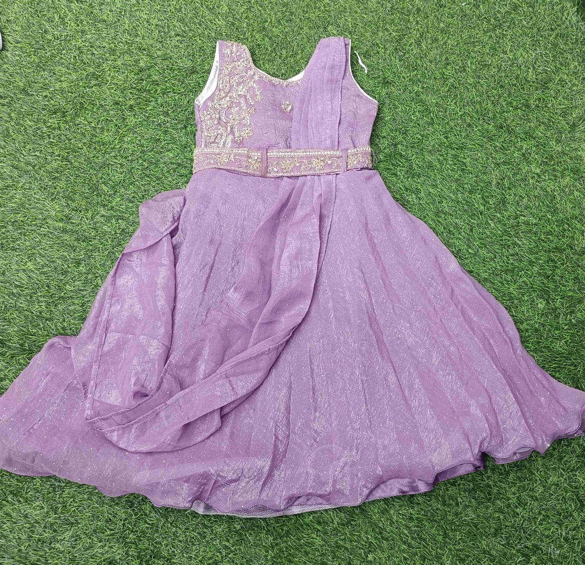 Girls Lavender Embellished Party Wear Long Frock