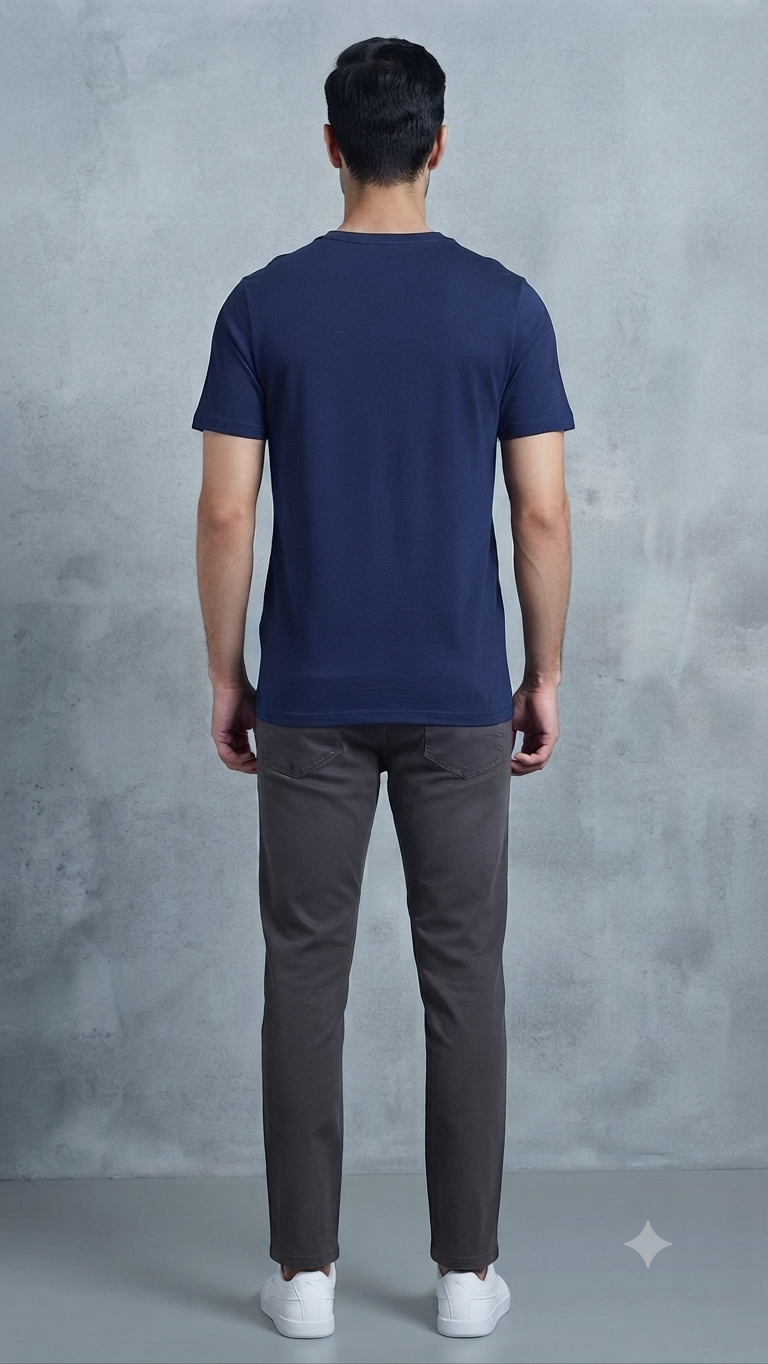 PUMA Men’s Dark Navy Blue Graphic Printed Round Neck T-Shirt