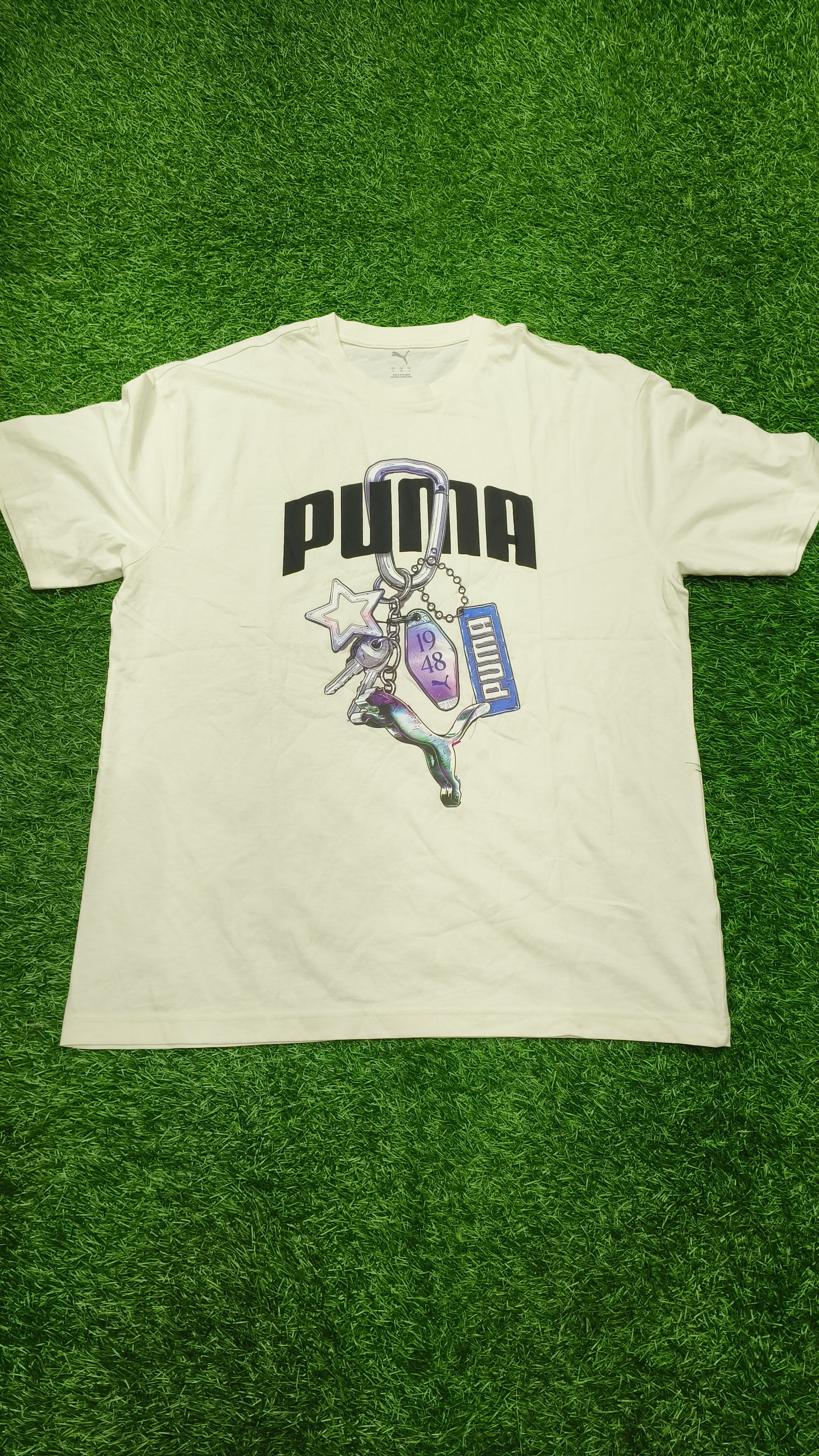 PUMA Men’s Off-White 1948 Graphic Printed Round Neck T-Shirt