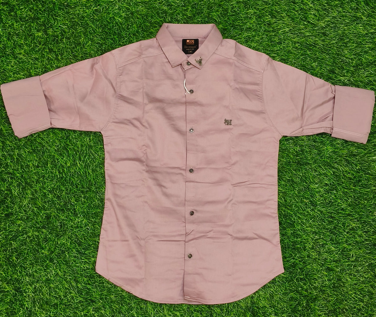 Boys Dusty Pink Solid Full Sleeve Shirt
