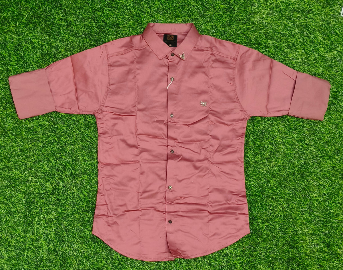 Boys Solid Dusty Rose Casual Shirt with Embellishment