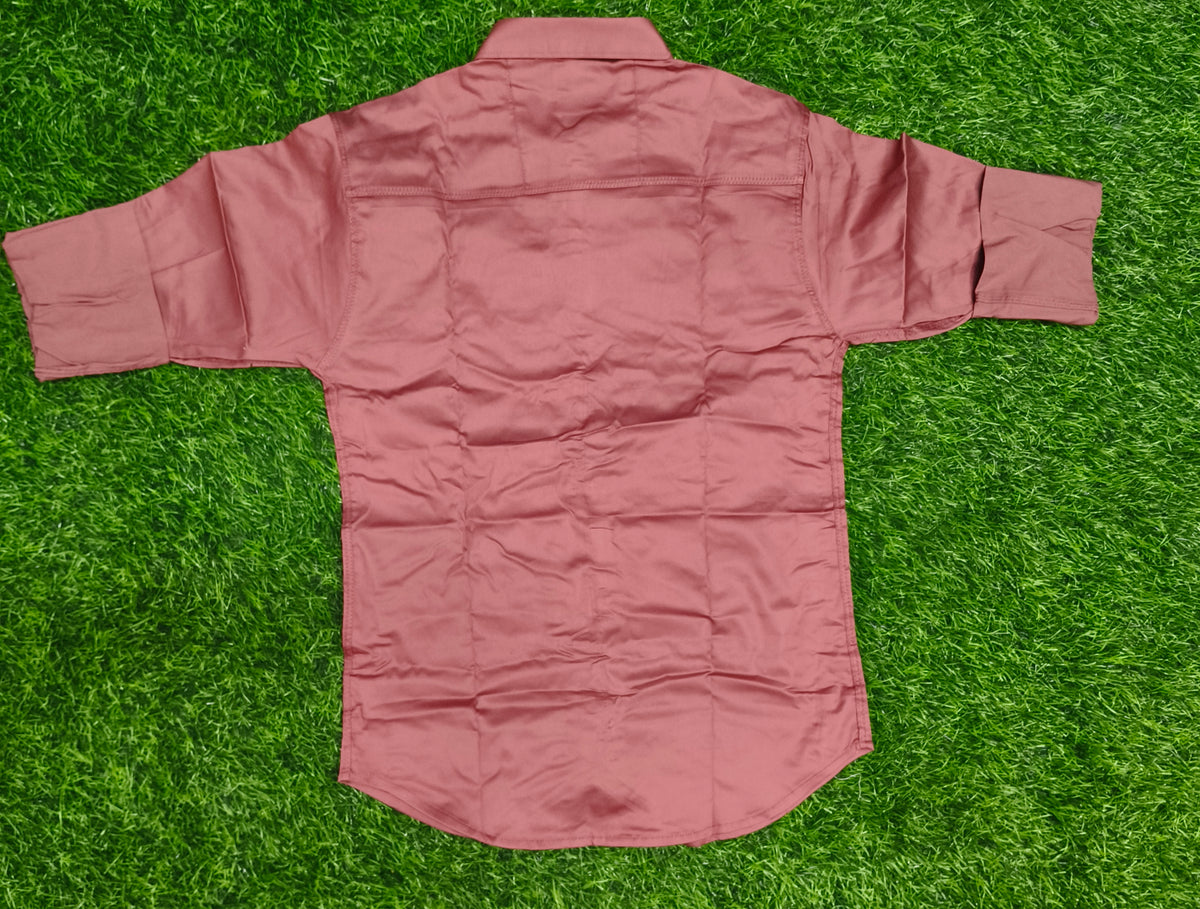 Boys Solid Dusty Rose Casual Shirt with Embellishment