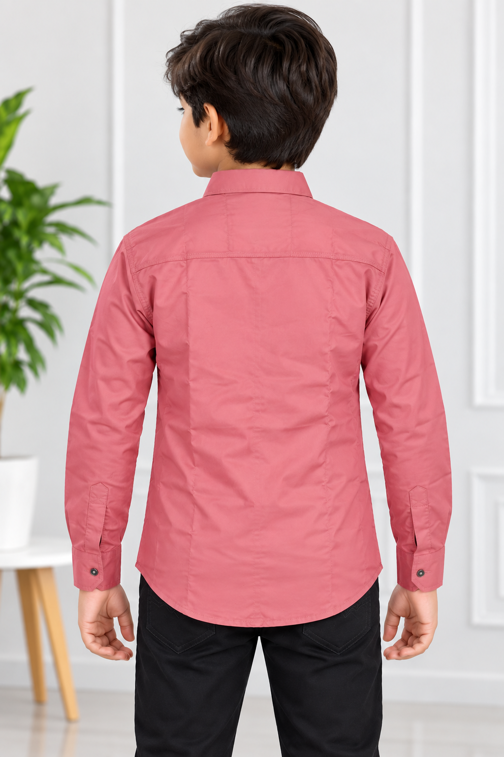 Boys Solid Dusty Rose Casual Shirt with Embellishment