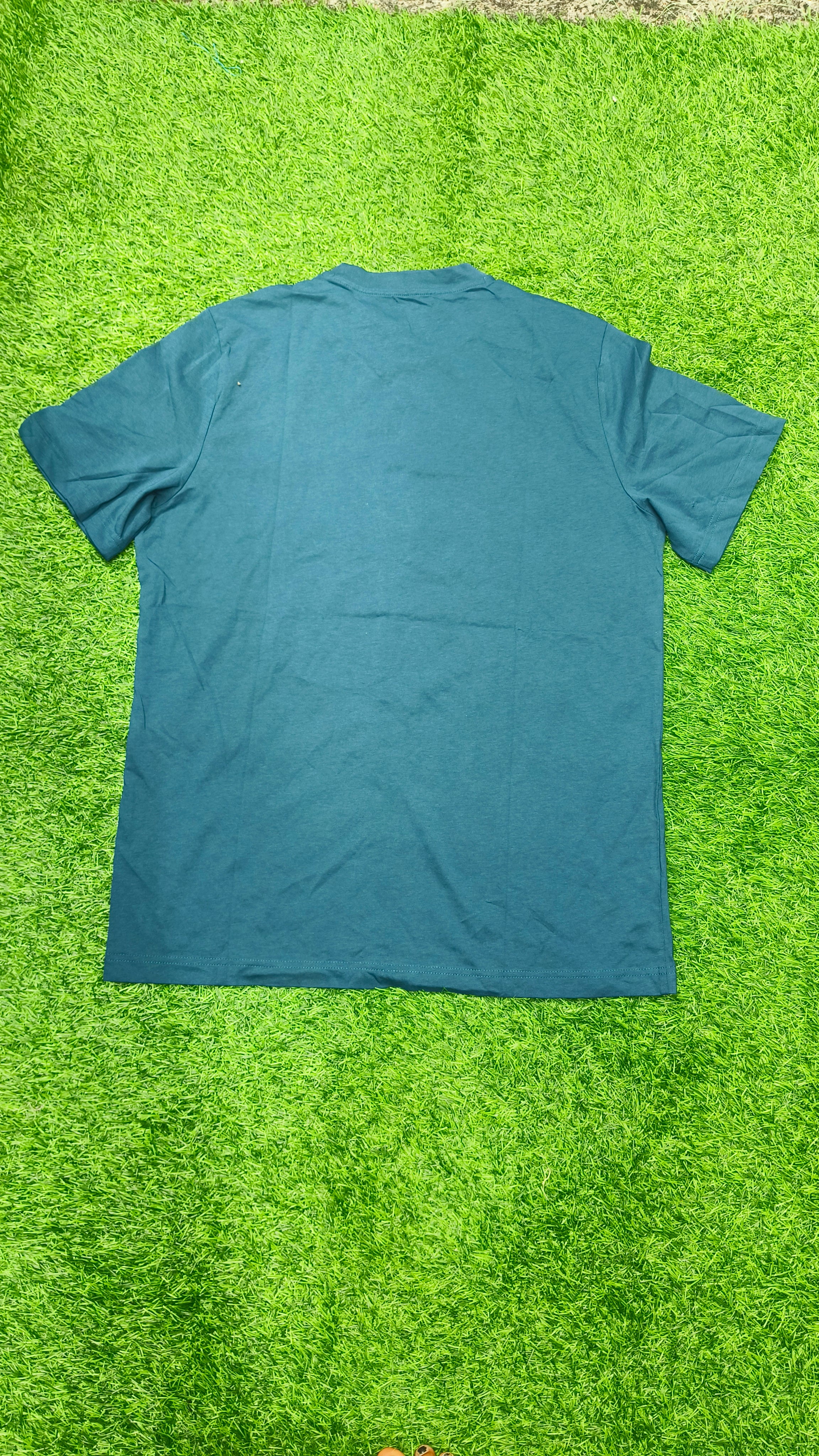 PUMA Men’s Dark Teal Blue Logo Printed Round Neck T-Shirt