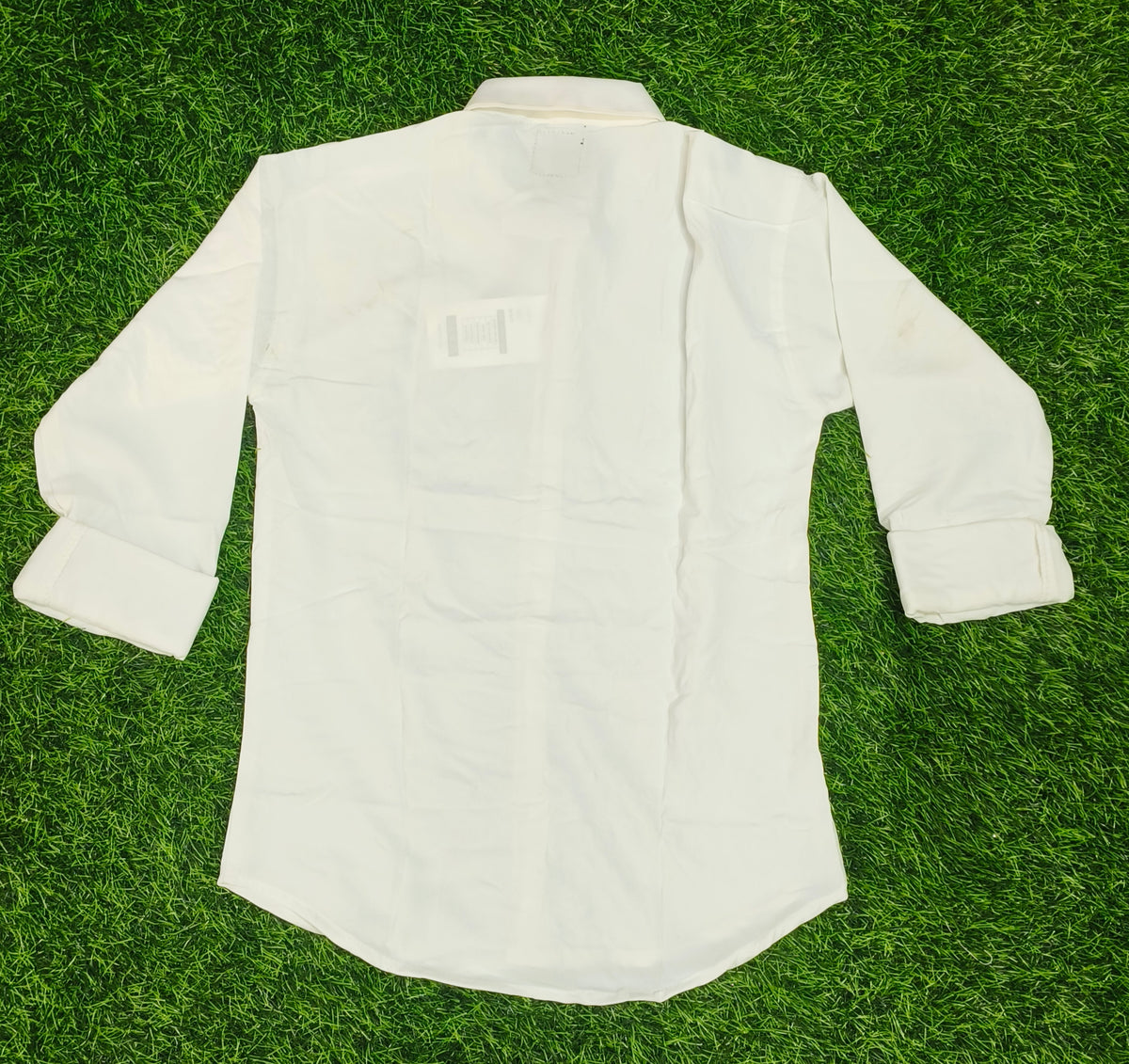 Boys White Leaf Design Full Sleeve Shirt