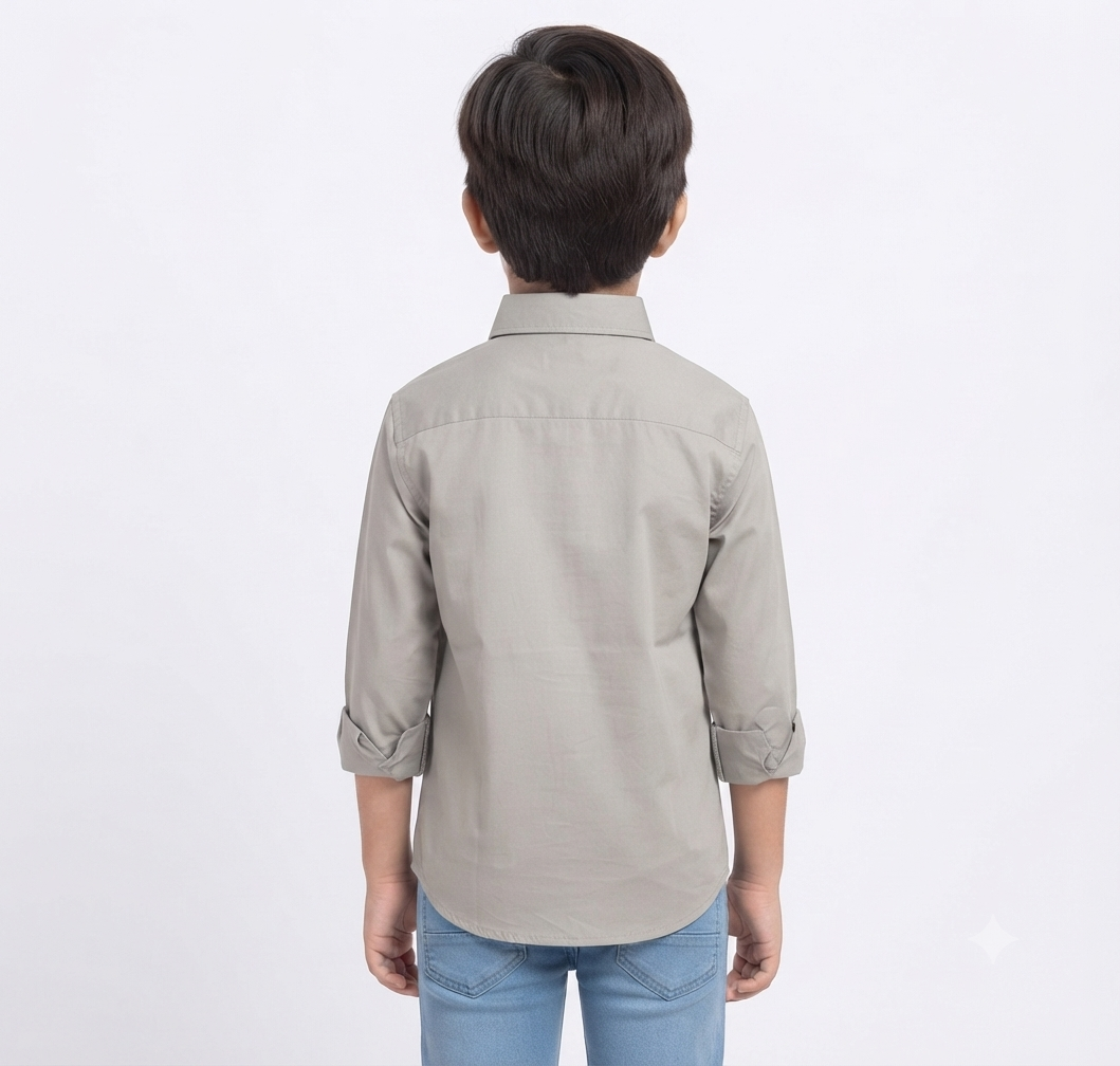 Boys Light Grey Deer Design Full Sleeve Shirt