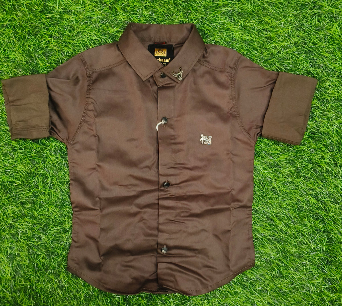 Boys Dark Brown Full Sleeve Casual Shirt
