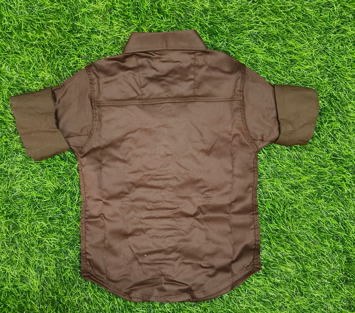 Boys Dark Brown Full Sleeve Casual Shirt