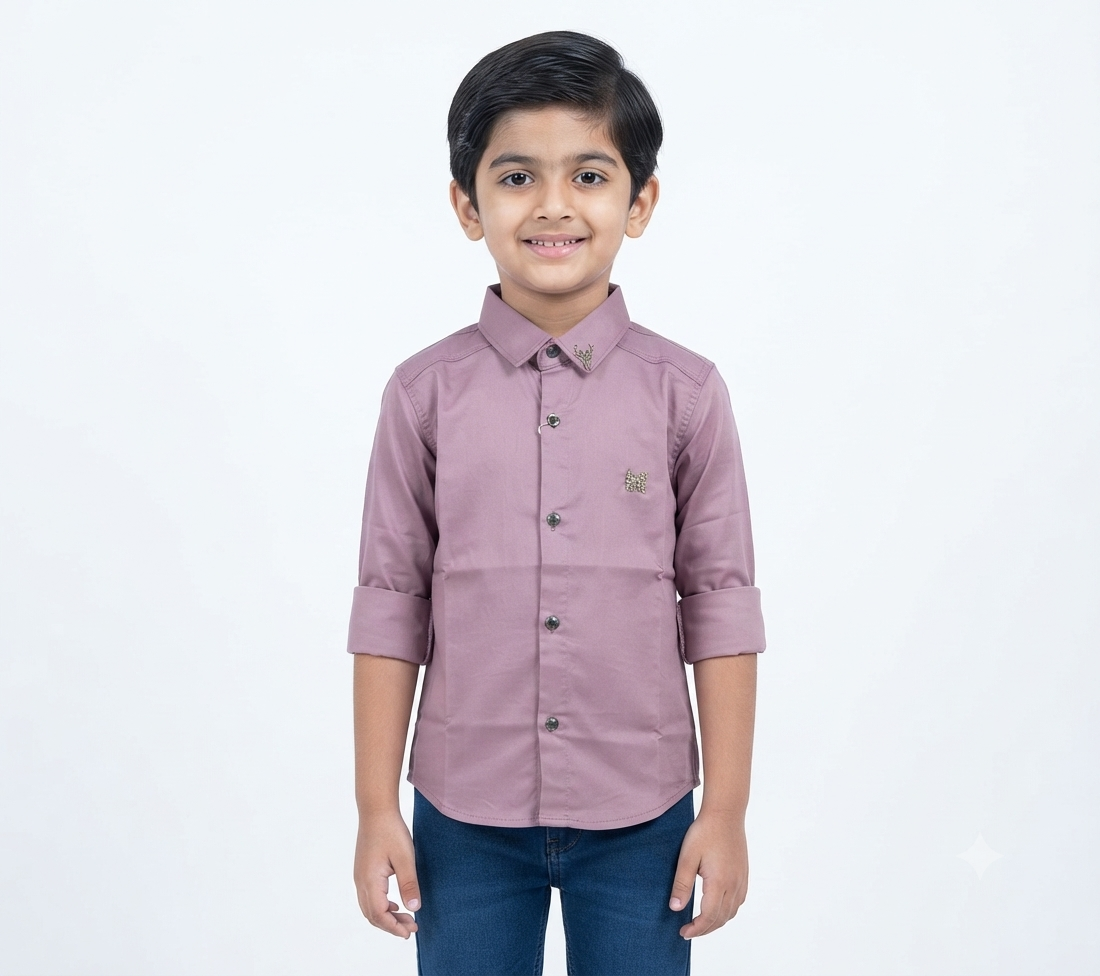 Boys Dusty Mauve Full Sleeve Casual Shirt