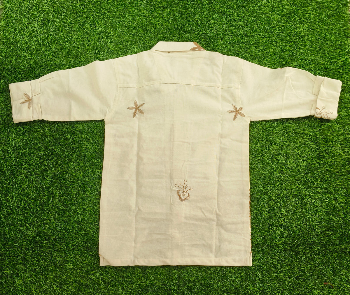 Boys Off-White Embroidered Casual Shirt
